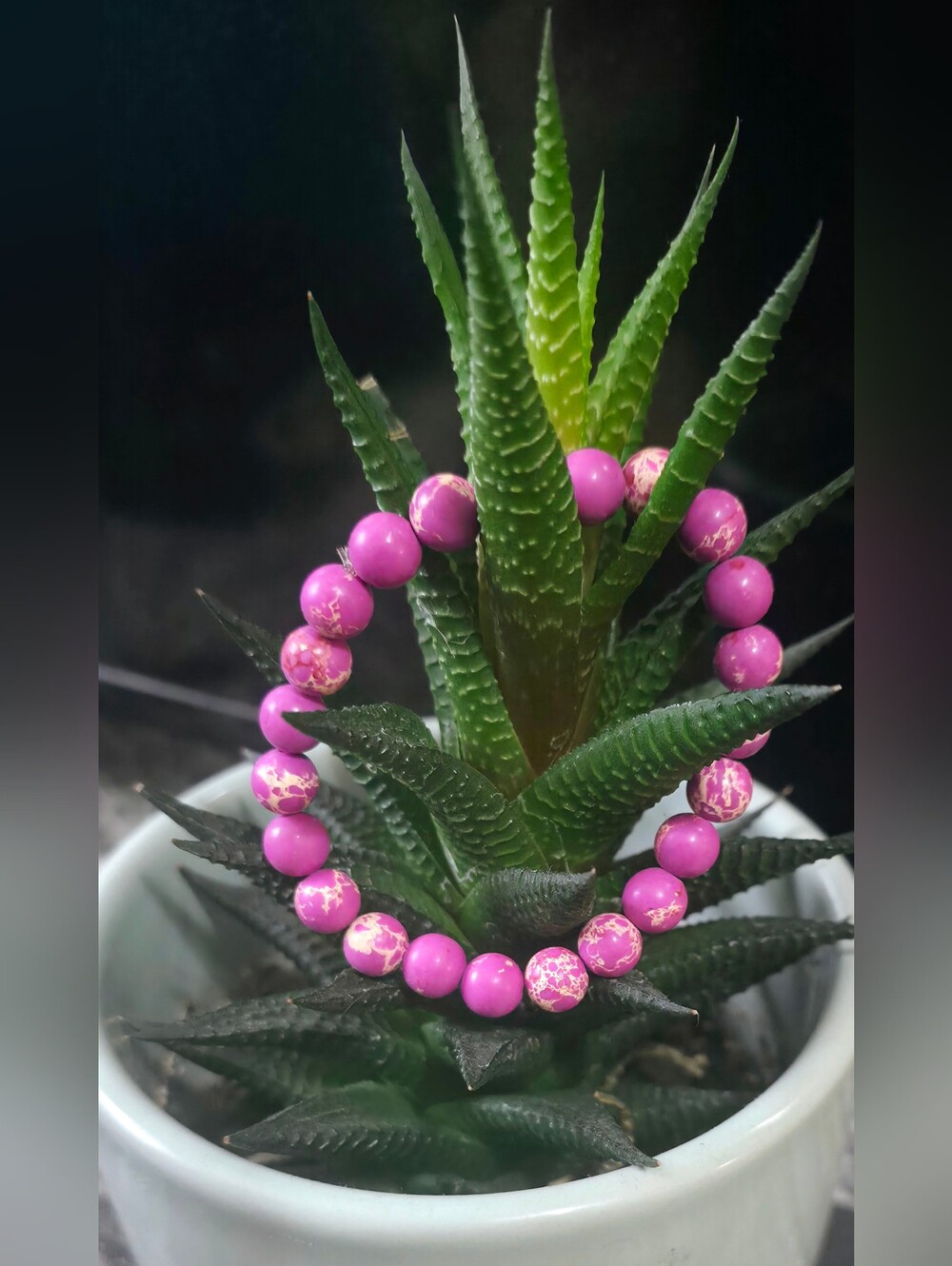Vibrant Pink Beaded Stretch Bracelet for Women